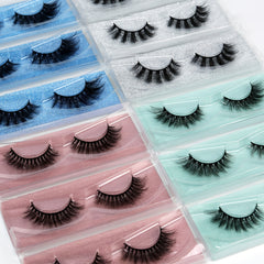 12 Pairs False Eyelashes 4 Styles Thick Curling Fluffy Wispy Cluster Cat Eye