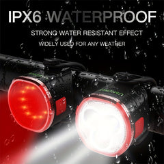 Bike Lights Set Front Rear LED Lamps IPX6 Rechargeable Back Light