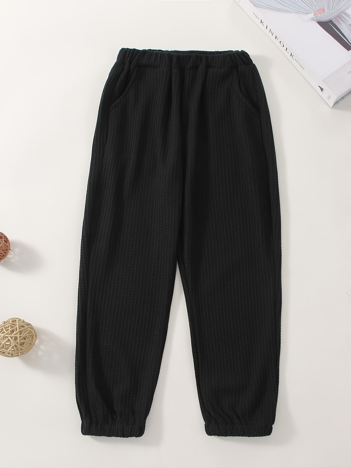 3pcs Toddler Boys Solid Sweatpants With Pocket