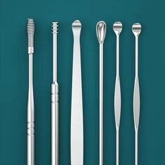 6pcs Ear Cleaning Spoon Set Earwax Picking Tool Tweezers Portable Cleaner