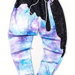 Shining Pattern Drawstring Sweatpants Loose Fit Pants Men's