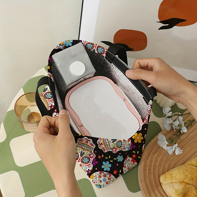 Colorful Skull Pattern Lunch Bag Waterproof Insulated Bag