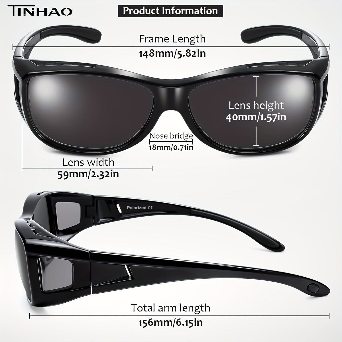 TINHAO Fit Over Glasses Polarized Sunglasses With Hard Shell Case