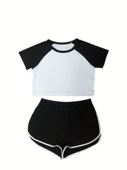 Casual Workout 2pc Set Short Sleeve T-shirt & Shorts