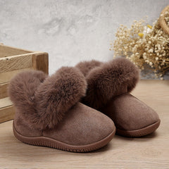 Girl's Furry Snow Boots Warm Cozy Non slip Ankle Boots Plush Comfy Outdoor Shoes