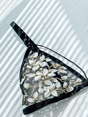Floral Embroidery Lingerie Set Mesh Bra & Panties