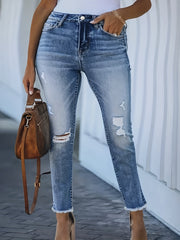 Washed Ripped High Stretch Jeans