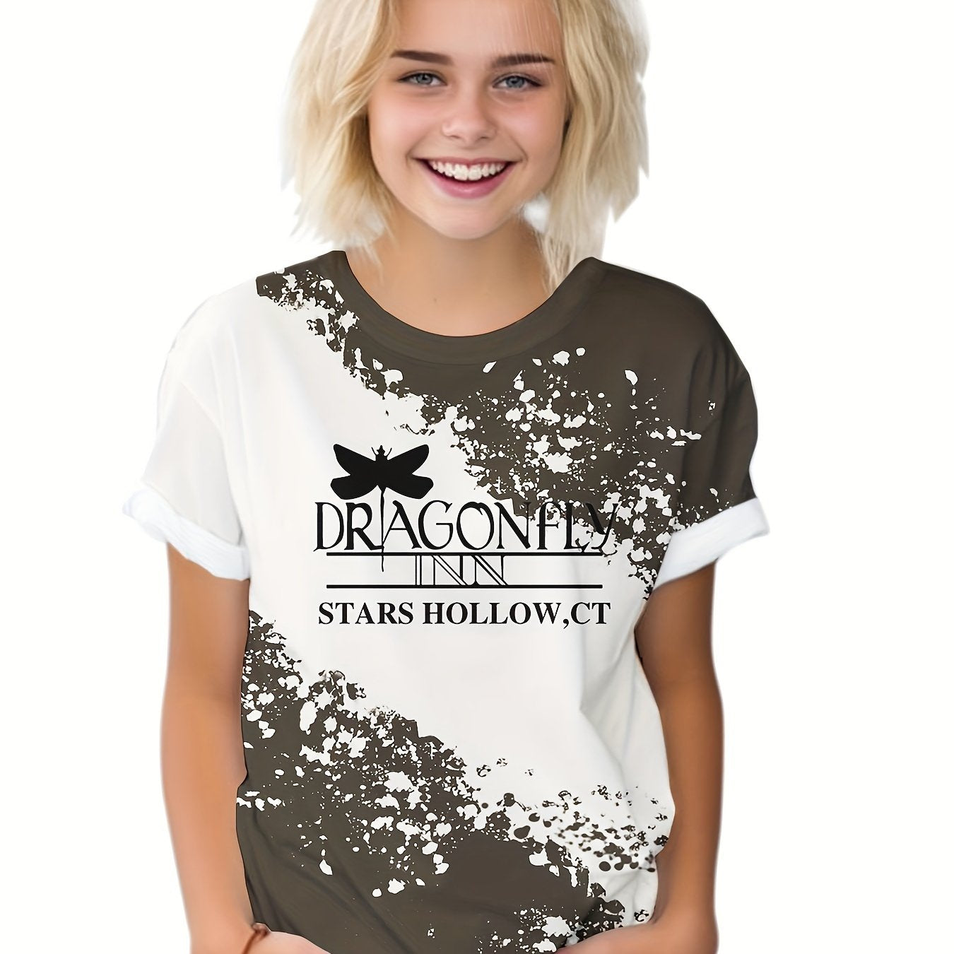 Dragonfly Graphic Short Sleeve T-shirt - Summer Sports Clothes