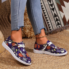 Halloween Pumpkin Print Slip On Sneakers Soft Comfortable Shoes