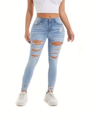 Ripped High Rise Skinny Jeans