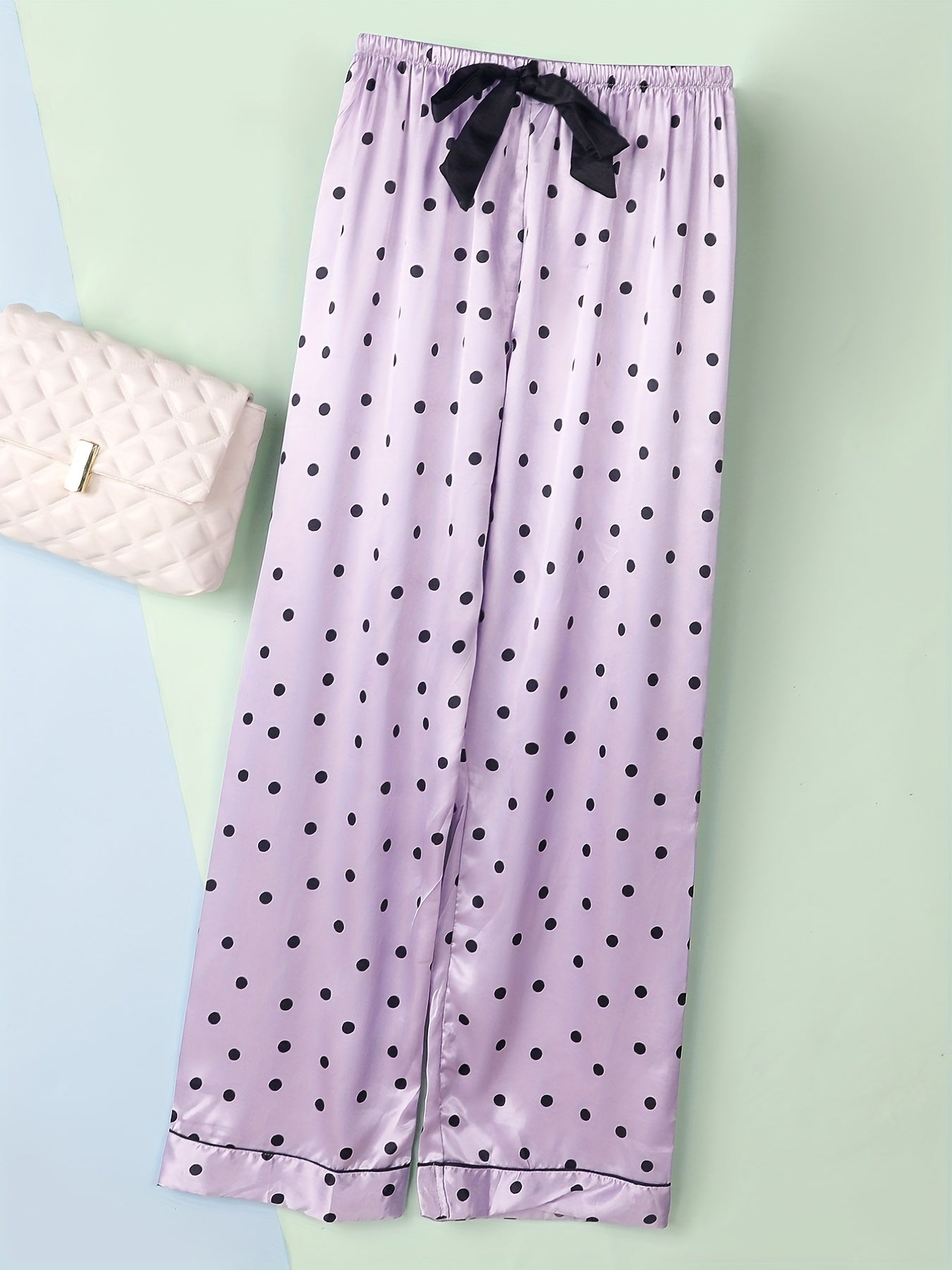 Polka Dot Print Pajamas Pants Elastic Waistband Women's Sleepwear