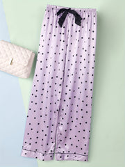 Polka Dot Print Pajamas Pants Elastic Waistband Women's Sleepwear