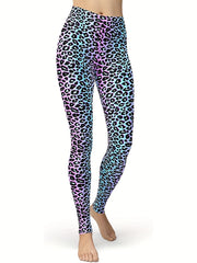 Peacock Feather Print High Waisted Yoga Running Leggings