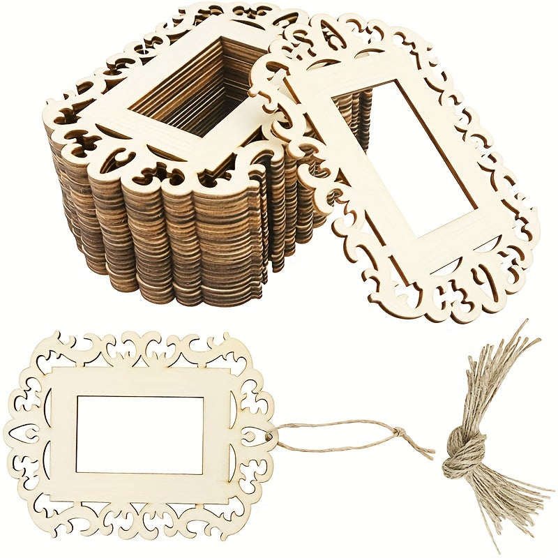 12 Pcs Wooden Picture Frames For Crafts And DIY Ornaments