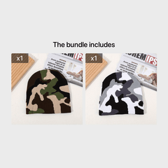 Jacquard Camouflage Knitted Hat Soft Beanie Men Women Warm Outdoor