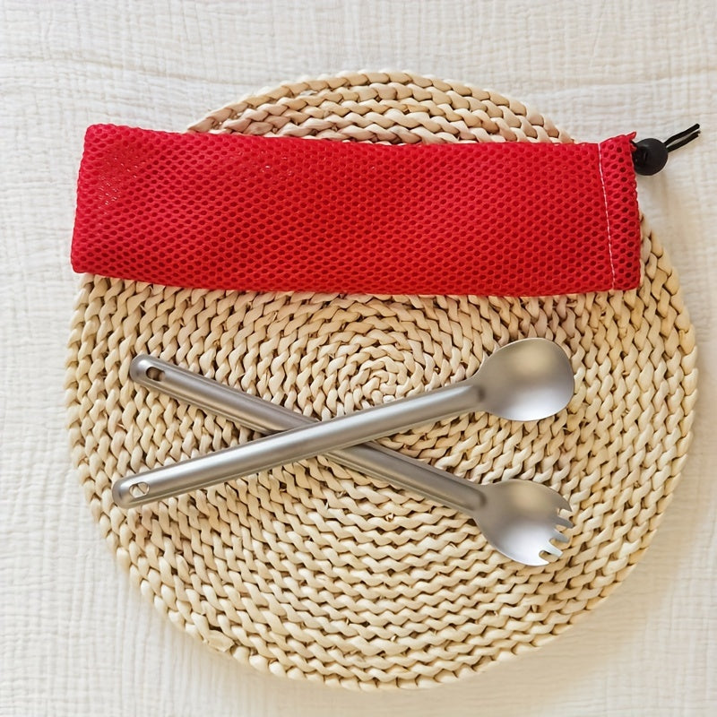Titanium Long Handle Spork Set for Camping Picnic Hiking