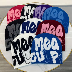 Sport Windproof Knit Beanie Hat Letter Jacquard Warm Autumn Winter
