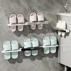 Corner Hanging Slippers Hook Rack Punch Folding Plastic Storage Organizer