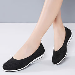 Women's Knitted Flat Shoes Comfortable Slip On Casual Walking Flats