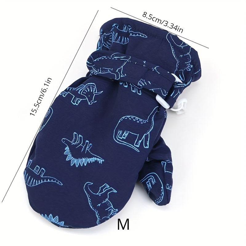 Winter Thickened Warm Gloves Cartoon Print Coldproof Quick Drying Fabric Gloves