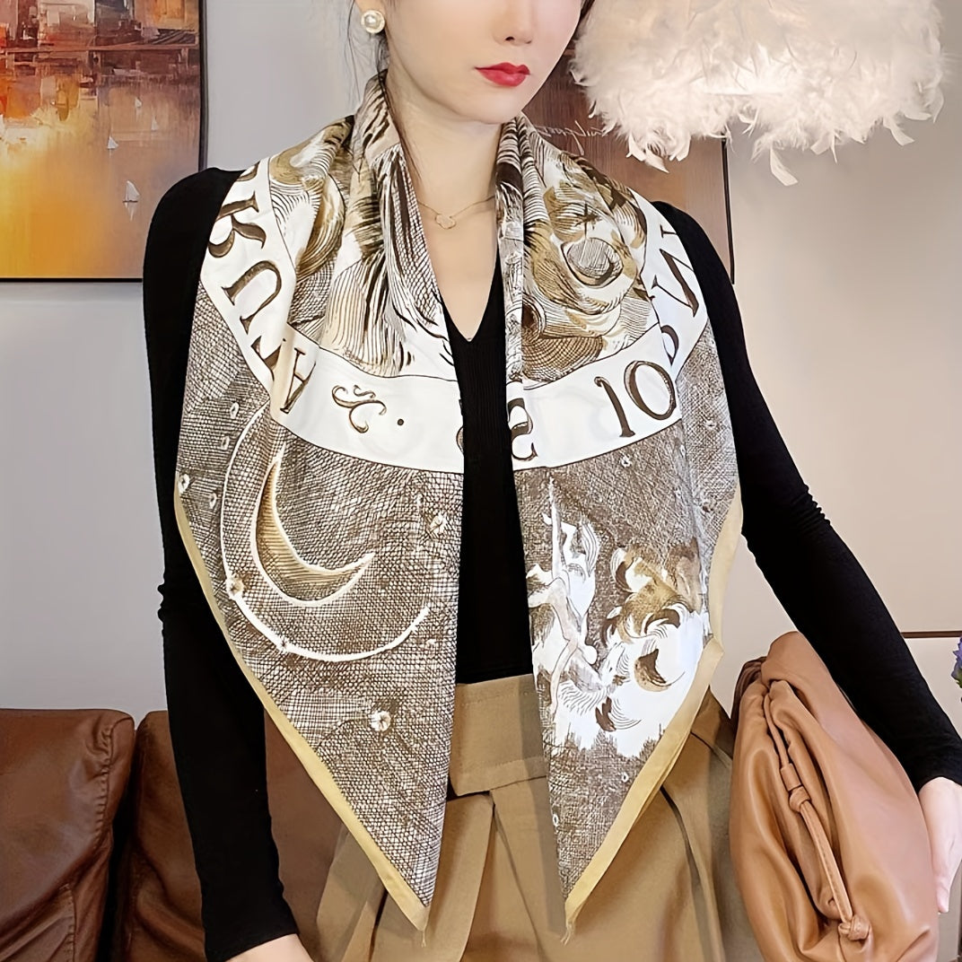 Boho Print Bandana Vintage Square Scarf Silk Shawl Classic Head Wraps For Women