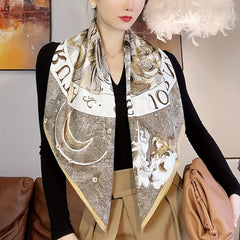 Boho Print Bandana Vintage Square Scarf Silk Shawl Classic Head Wraps For Women