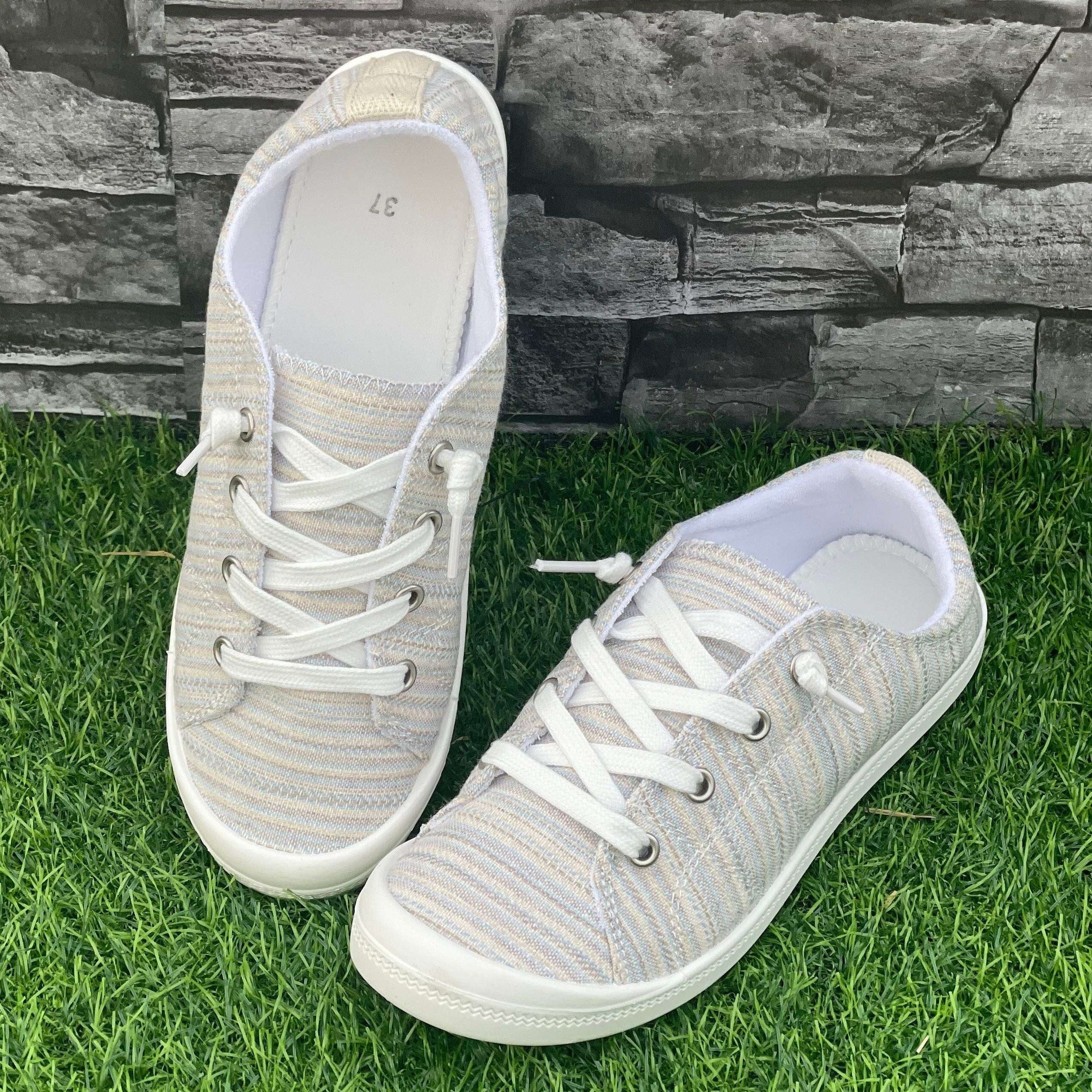Casual Striped Flat Shoes Women's Lightweight Sport Shoes
