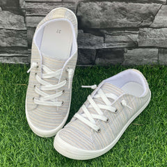 Casual Striped Flat Shoes Women's Lightweight Sport Shoes