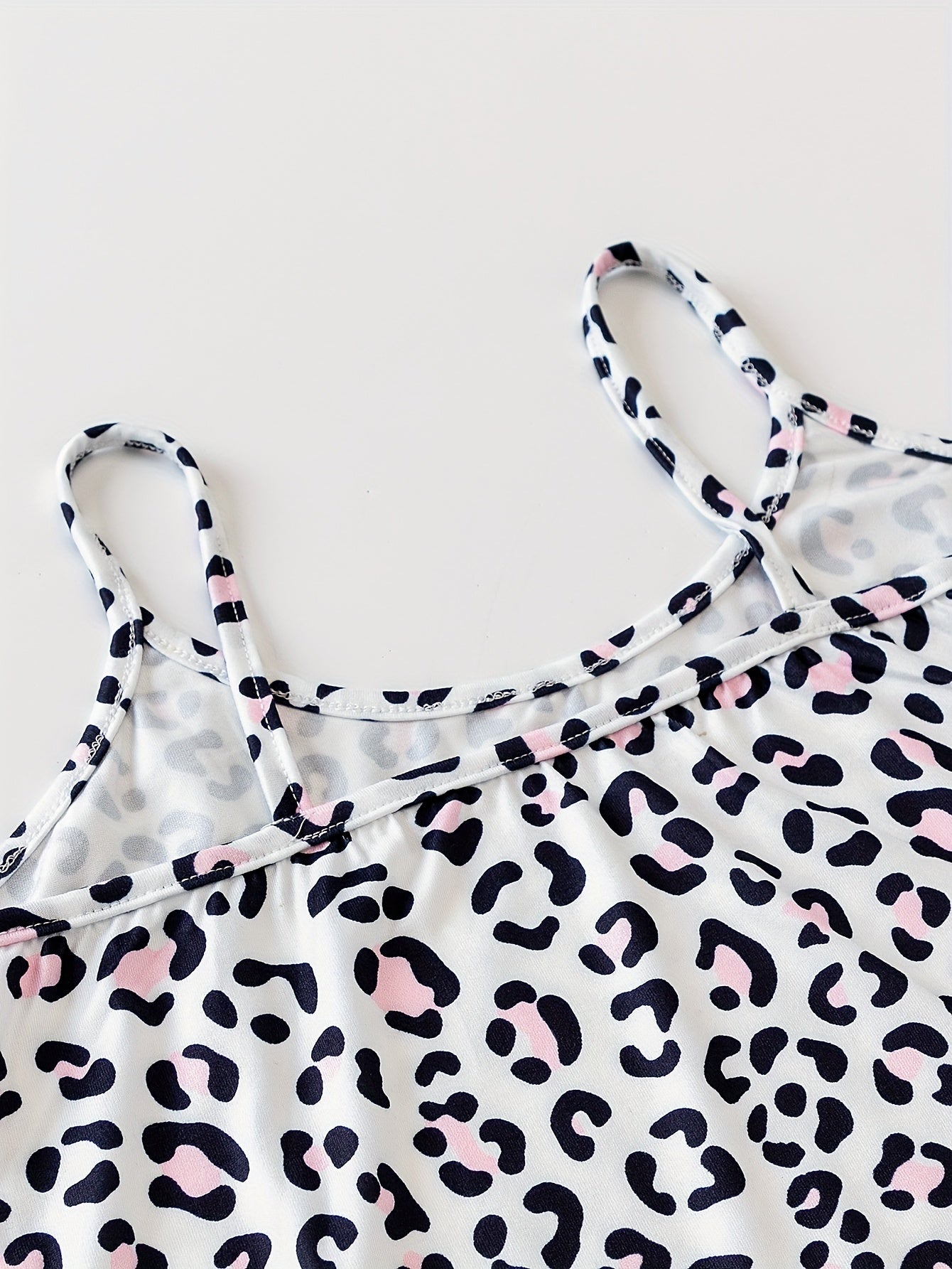 Leopard Print Pajama Set Crew Neck Cami Top & Shorts