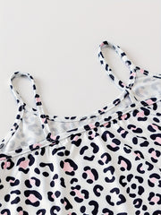 Leopard Print Pajama Set Crew Neck Cami Top & Shorts