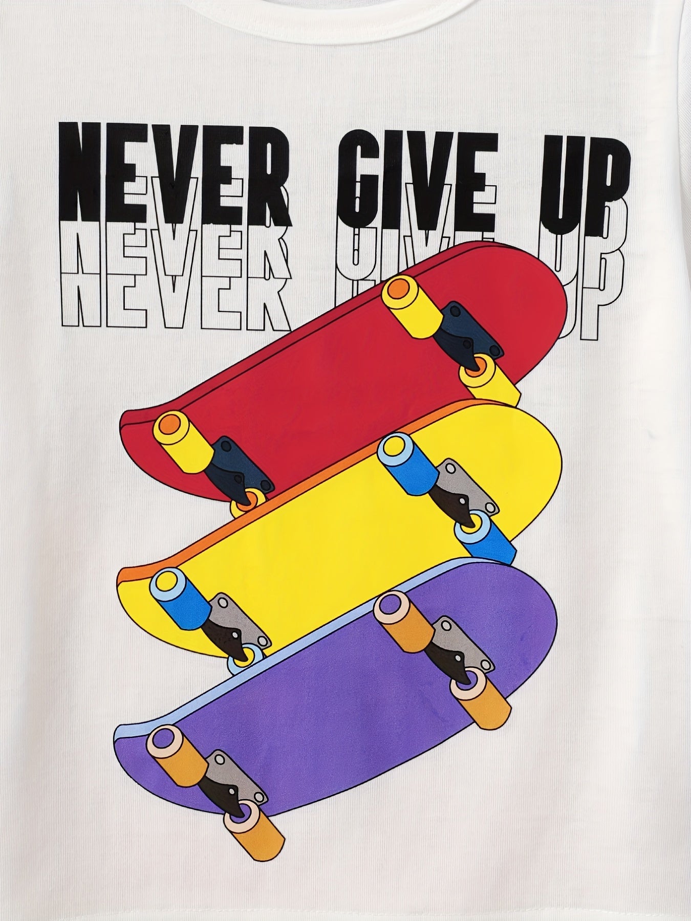 Boys Skateboard Print T Shirt And Shorts Set for Summer
