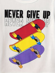 Boys Skateboard Print T Shirt And Shorts Set for Summer