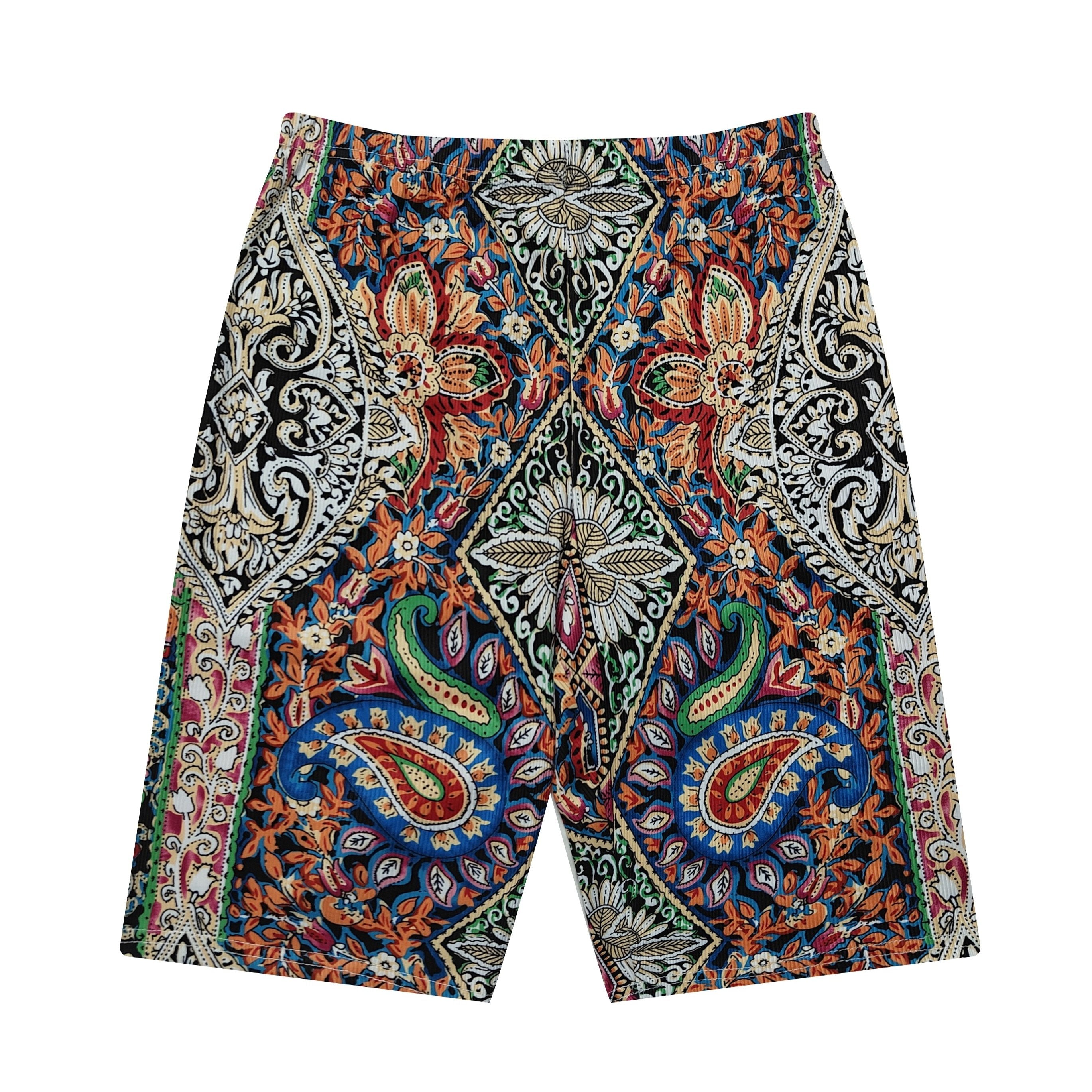 Boho Paisley Print Yoga Shorts High Elastic Butt Lift Running Shorts