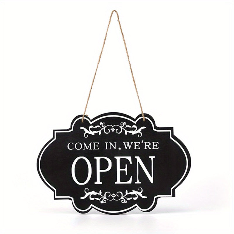 Double Sided Wooden Door Plate - OPEN CLOSED Sign