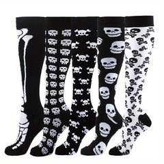 5 Pairs Halloween Compression Knee High Socks for Running & Training