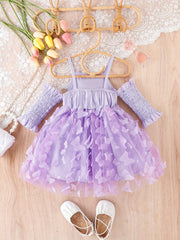 Baby Girl Butterfly Halter Dress with Bow Sleeves