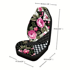 Stylish Rose Print Universal Seat Cover for Car Interior Upgrade