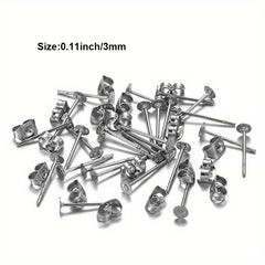 100pcs Stainless Steel Ear Studs for DIY Ear Accessories