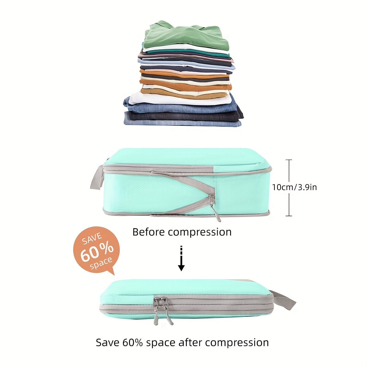 4pcs Compression Luggage Packing Organizer Set Lightweight Storage Bag