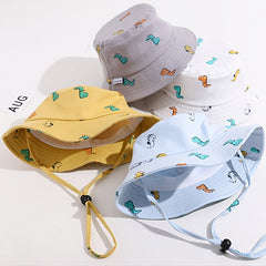 Baby Dinosaur Print Bucket Hat Wide Brim Sun Cap