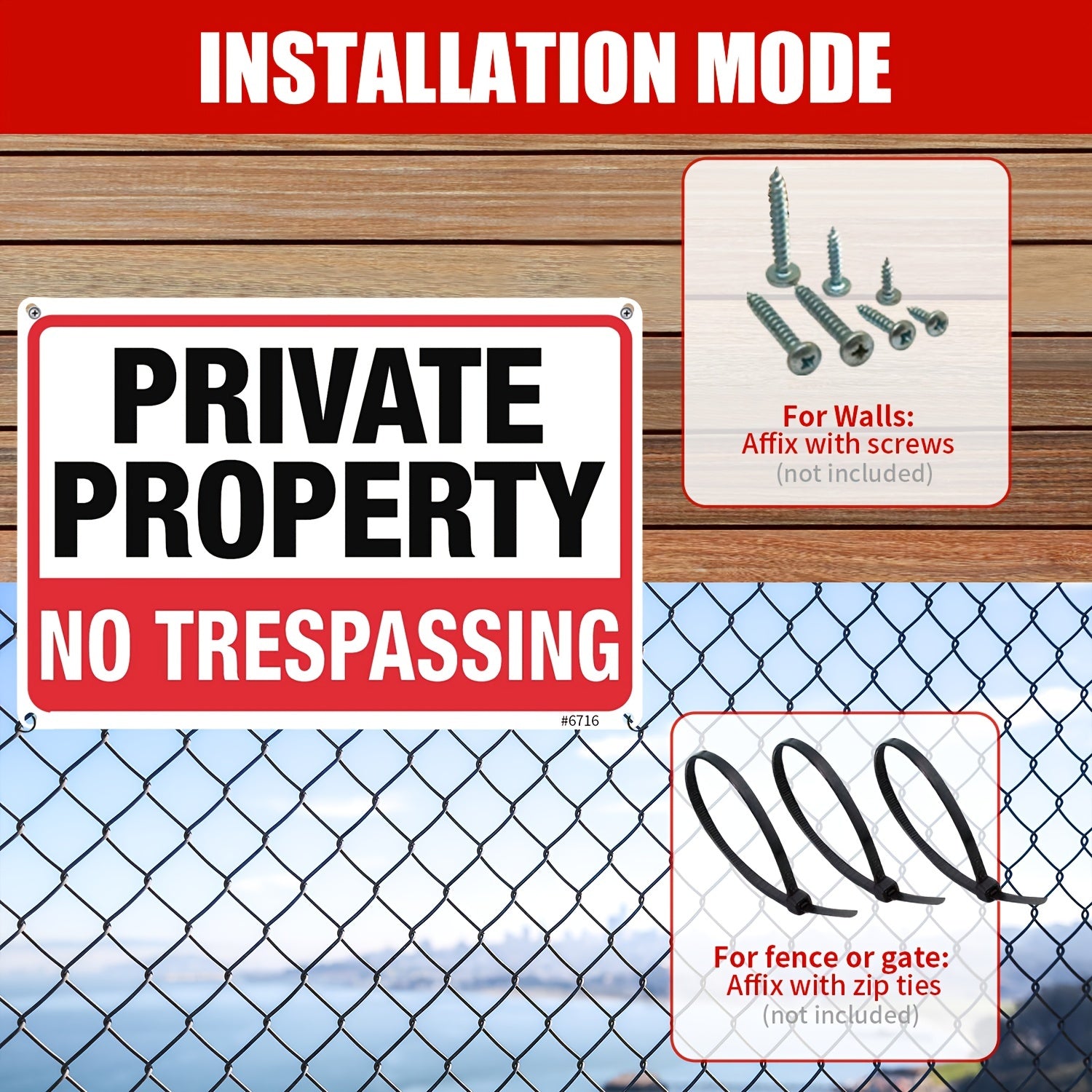 4pcs Private No Trespassing Sign 25 X 17 Rust Aluminum Metal