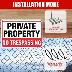 4pcs Private No Trespassing Sign 25 X 17 Rust Aluminum Metal