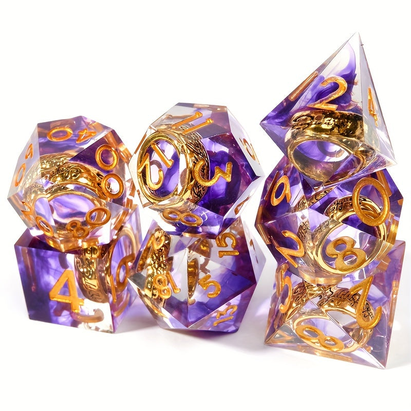 7pcs Sharp Edge Quicksand Eyeball Polyhedral Dice Set for Cosplay Games