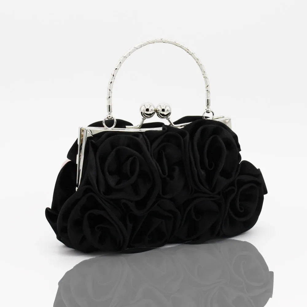 Flower Evening Tote Bag Mini Single Hasp Wristlets Women Leather Handbags
