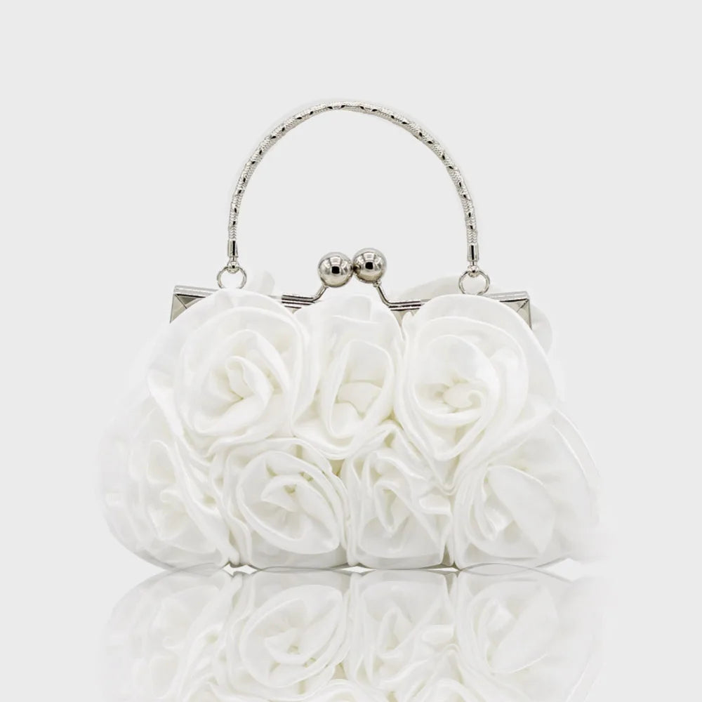 Flower Evening Tote Bag Mini Single Hasp Wristlets Women Leather Handbags