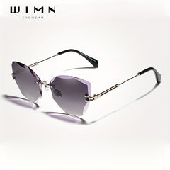 WIMN Vintage Rimless Cat Sunglasses Retro Gradient Sun Glasses UV400