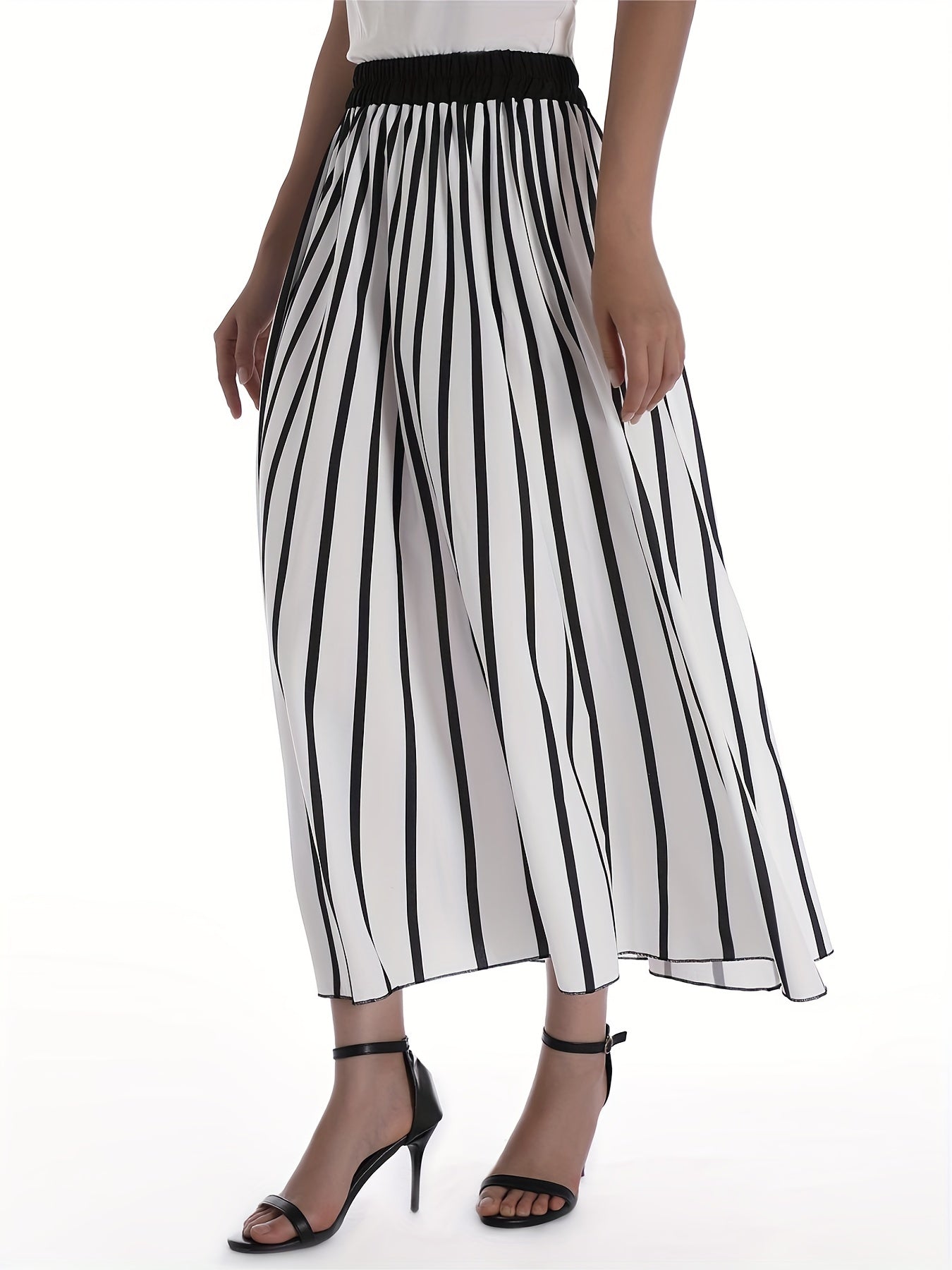 Striped Print Skirts Casual High Waist Versatile Skirts Women's Clothing