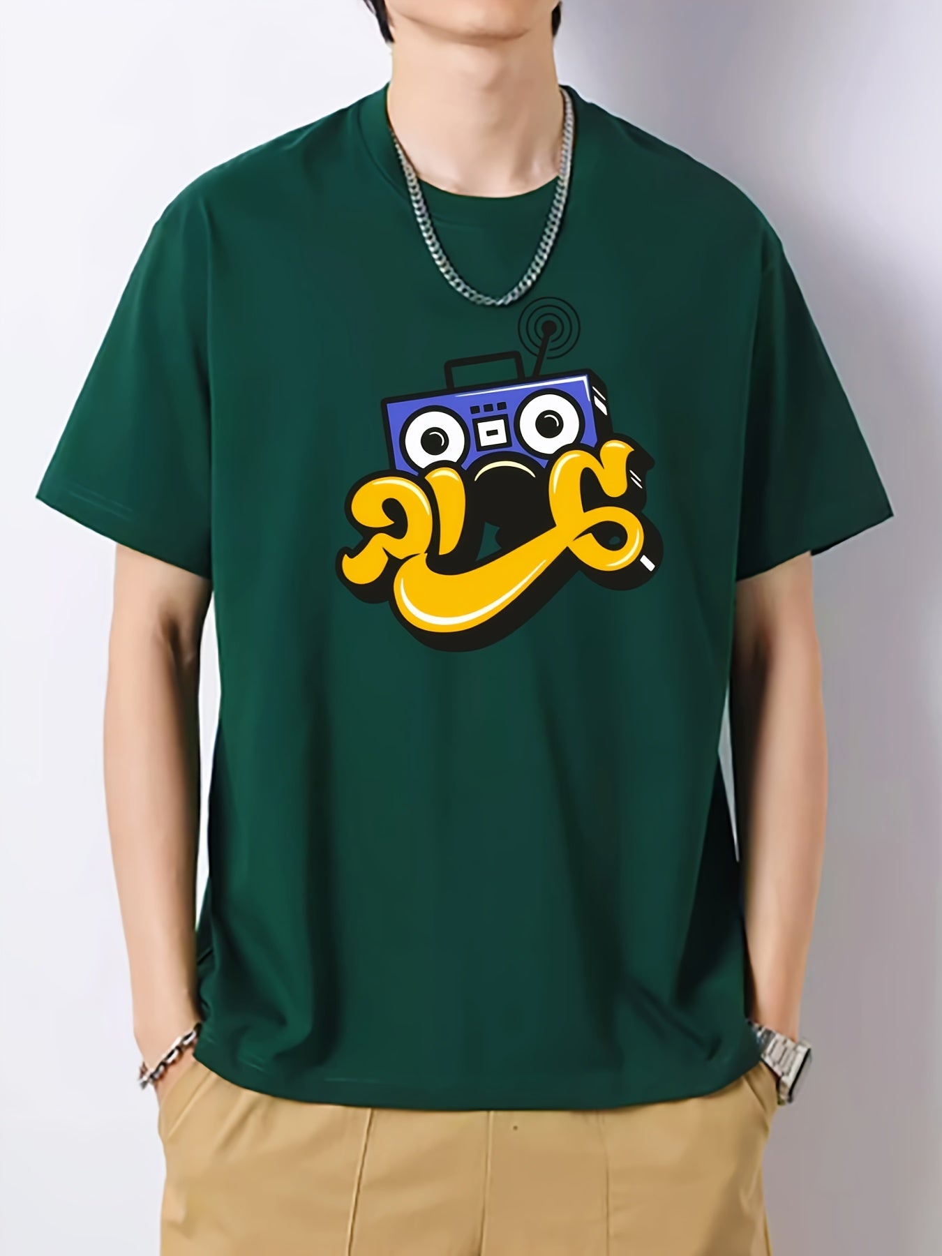 Men's Radio Pattern Crew Neck T-Shirt