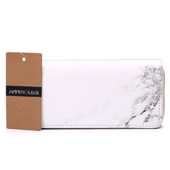Women's Leaves Marble Printed Wallet Leather Long Purse Zipper Clutch