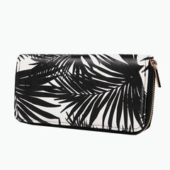 Women's Leaves Marble Printed Wallet Leather Long Purse Zipper Clutch